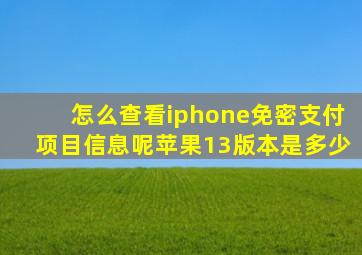 怎么查看iphone免密支付项目信息呢苹果13版本是多少