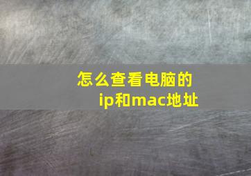 怎么查看电脑的ip和mac地址