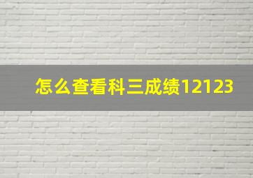 怎么查看科三成绩12123