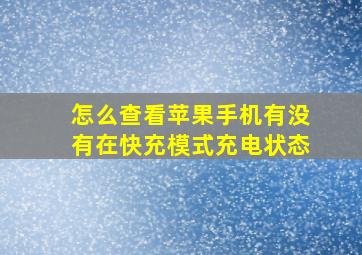 怎么查看苹果手机有没有在快充模式充电状态