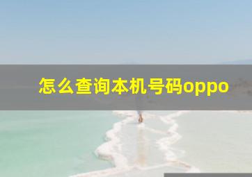 怎么查询本机号码oppo