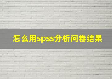 怎么用spss分析问卷结果