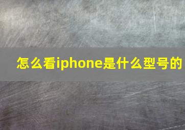 怎么看iphone是什么型号的