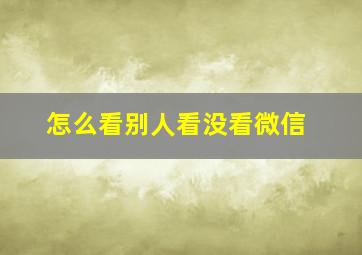 怎么看别人看没看微信