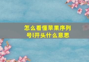 怎么看懂苹果序列号l开头什么意思