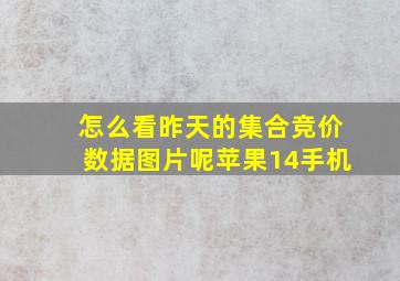 怎么看昨天的集合竞价数据图片呢苹果14手机