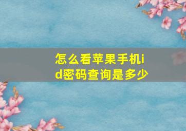 怎么看苹果手机id密码查询是多少