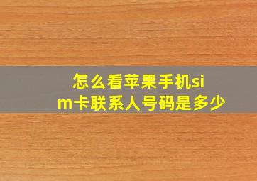 怎么看苹果手机sim卡联系人号码是多少