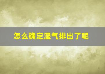 怎么确定湿气排出了呢