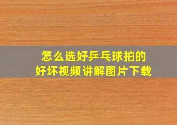 怎么选好乒乓球拍的好坏视频讲解图片下载