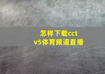 怎样下载cctv5体育频道直播