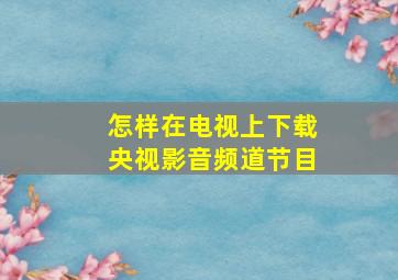 怎样在电视上下载央视影音频道节目