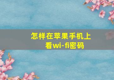 怎样在苹果手机上看wi-fi密码