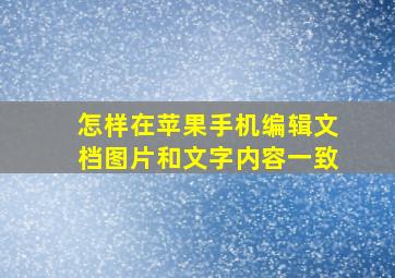 怎样在苹果手机编辑文档图片和文字内容一致