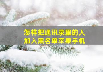 怎样把通讯录里的人加入黑名单苹果手机