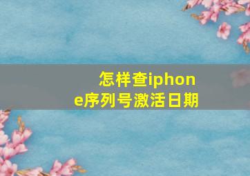 怎样查iphone序列号激活日期