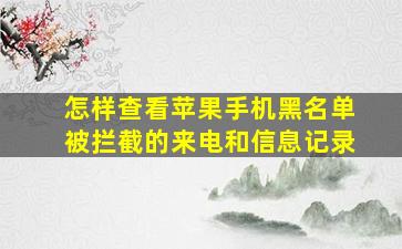 怎样查看苹果手机黑名单被拦截的来电和信息记录