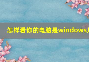 怎样看你的电脑是windows几