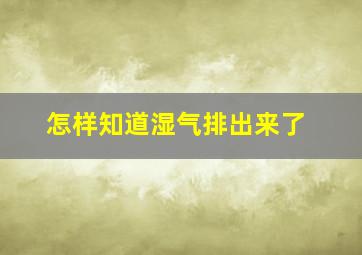 怎样知道湿气排出来了