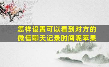 怎样设置可以看到对方的微信聊天记录时间呢苹果