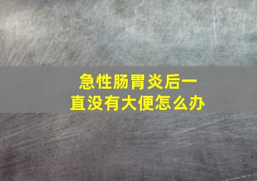 急性肠胃炎后一直没有大便怎么办