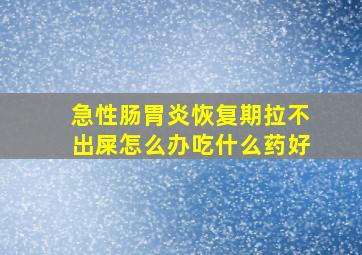 急性肠胃炎恢复期拉不出屎怎么办吃什么药好