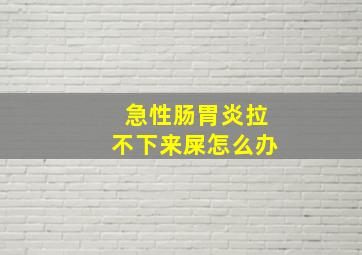 急性肠胃炎拉不下来屎怎么办