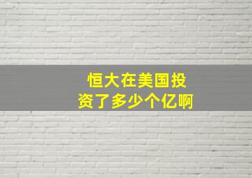 恒大在美国投资了多少个亿啊