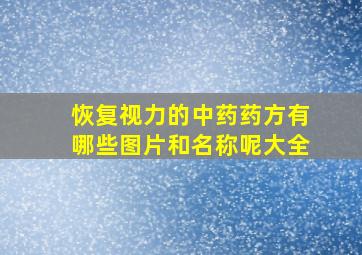 恢复视力的中药药方有哪些图片和名称呢大全