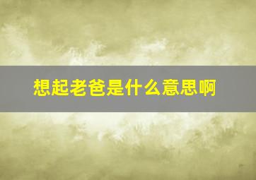 想起老爸是什么意思啊