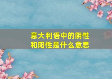 意大利语中的阴性和阳性是什么意思