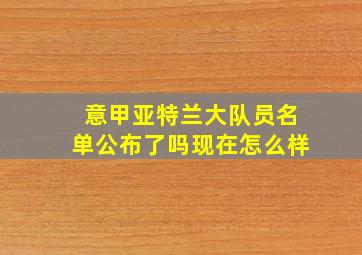 意甲亚特兰大队员名单公布了吗现在怎么样