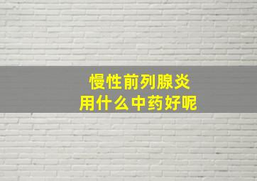 慢性前列腺炎用什么中药好呢