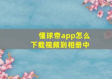 懂球帝app怎么下载视频到相册中