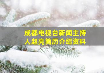 成都电视台新闻主持人赵亮简历介绍资料