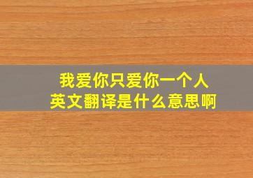 我爱你只爱你一个人英文翻译是什么意思啊