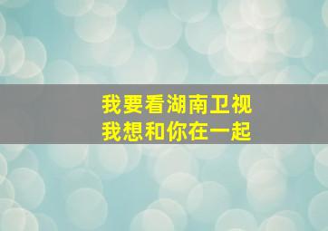 我要看湖南卫视我想和你在一起