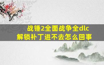 战锤2全面战争全dlc解锁补丁进不去怎么回事