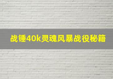 战锤40k灵魂风暴战役秘籍