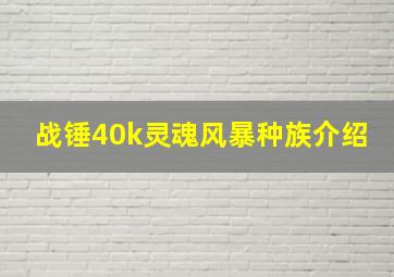 战锤40k灵魂风暴种族介绍