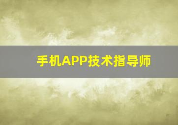 手机APP技术指导师