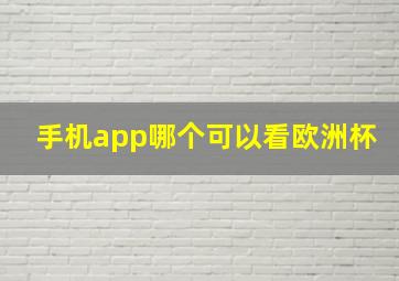 手机app哪个可以看欧洲杯