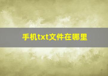 手机txt文件在哪里