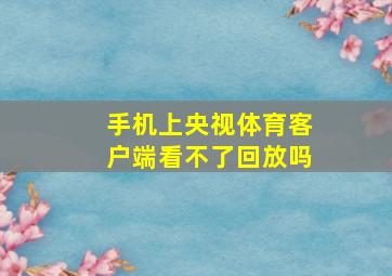 手机上央视体育客户端看不了回放吗