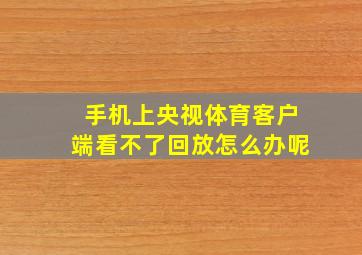 手机上央视体育客户端看不了回放怎么办呢