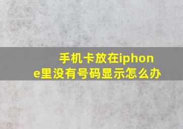 手机卡放在iphone里没有号码显示怎么办