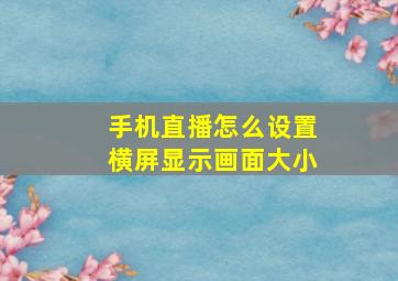 手机直播怎么设置横屏显示画面大小