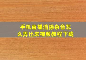 手机直播消除杂音怎么弄出来视频教程下载