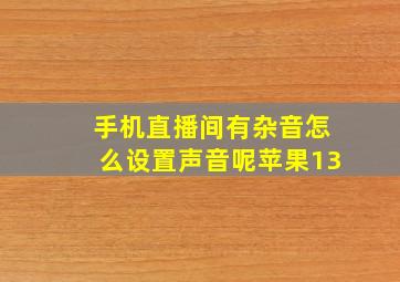 手机直播间有杂音怎么设置声音呢苹果13