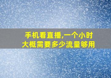 手机看直播,一个小时大概需要多少流量够用